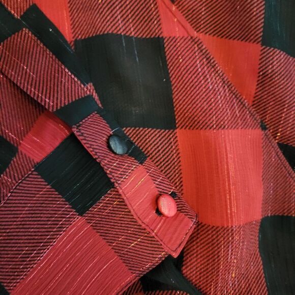 EC BAR III METALLIC PLAID SHEER HIGH/LOW TUNIC SZ. MEDIUM - Picture 5 of 5